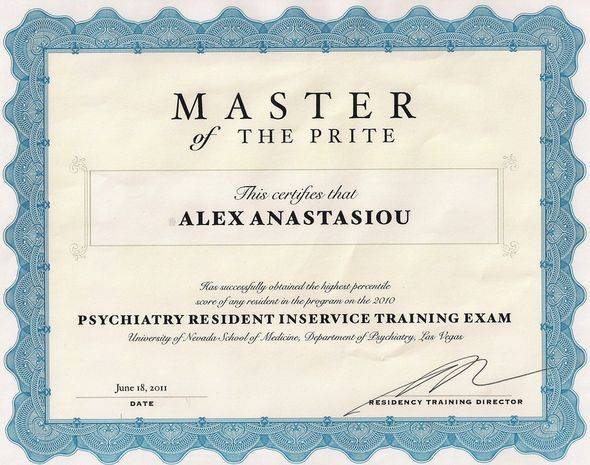 Psychiatry resident inservice training exam